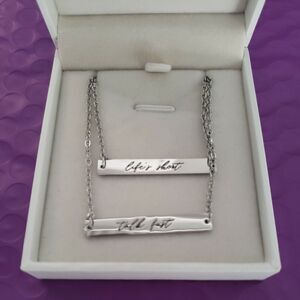Smartass & Sass Necklace, "LIFE'S SHORT TALK FAST"- 2-layer Silver Tone, NIB